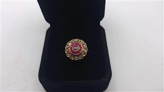 Vintage Ruby Unisex Stone & Diamond Ring 13 Diamonds 1.53 Carat T.W.